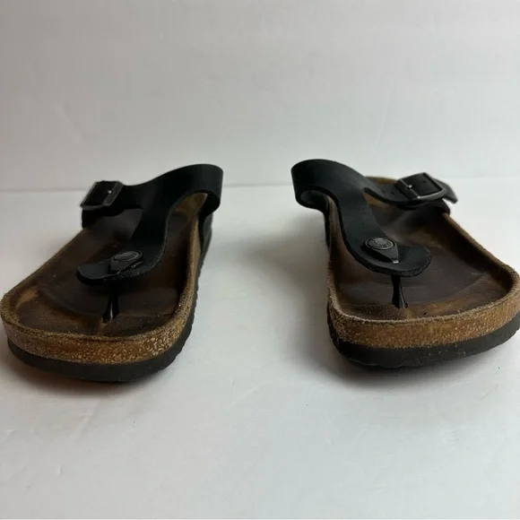 Women's Birkenstock Gizeh sandals size Women's 6 or 6.5 or EU 37 black leather - Picture 4 of 9